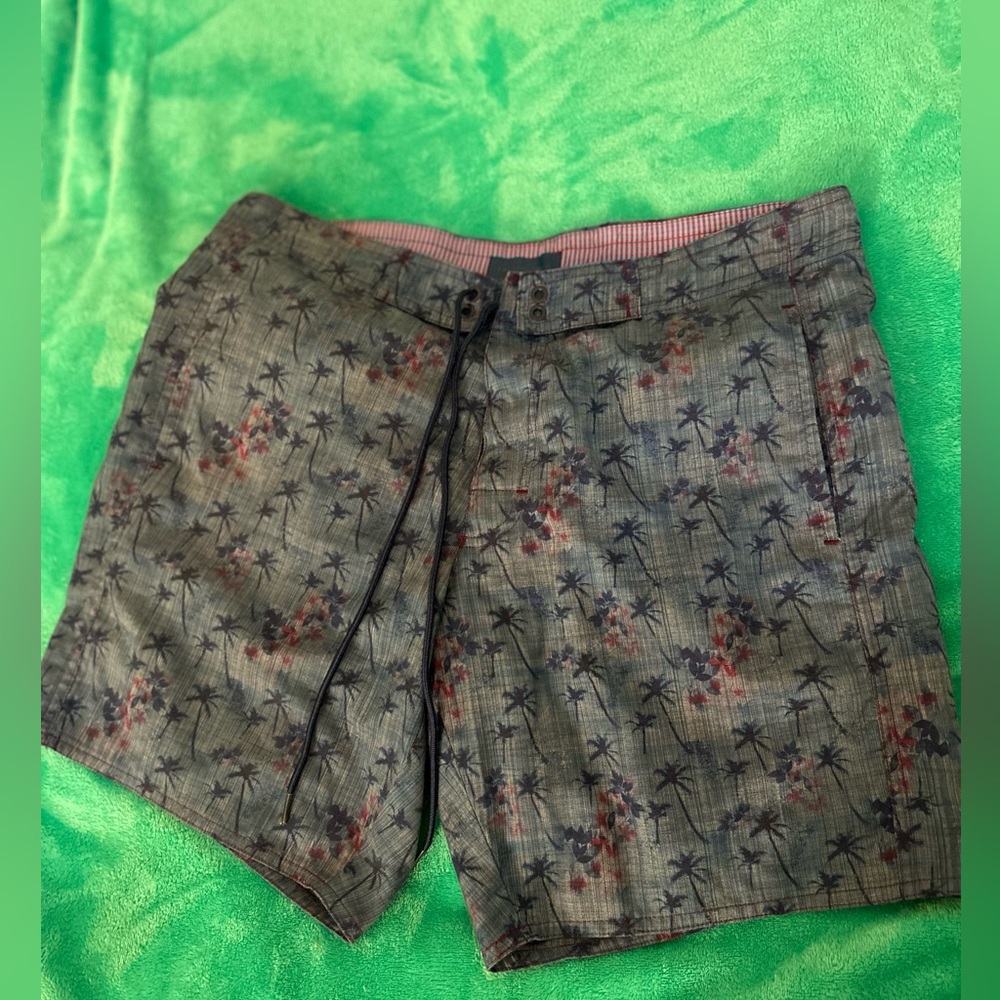 Zachary Prell Blue palm tree swim trunks